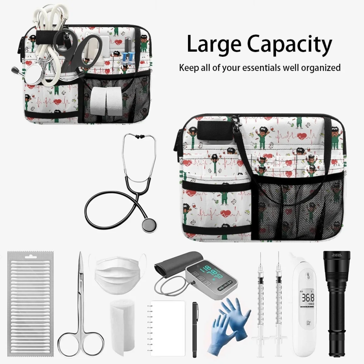 Medical Heartbeat Healthcare Designer Nursing Fanny Pack Female Organizer Pouch for Stethoscopes Bandage Scissor Tool Holder New