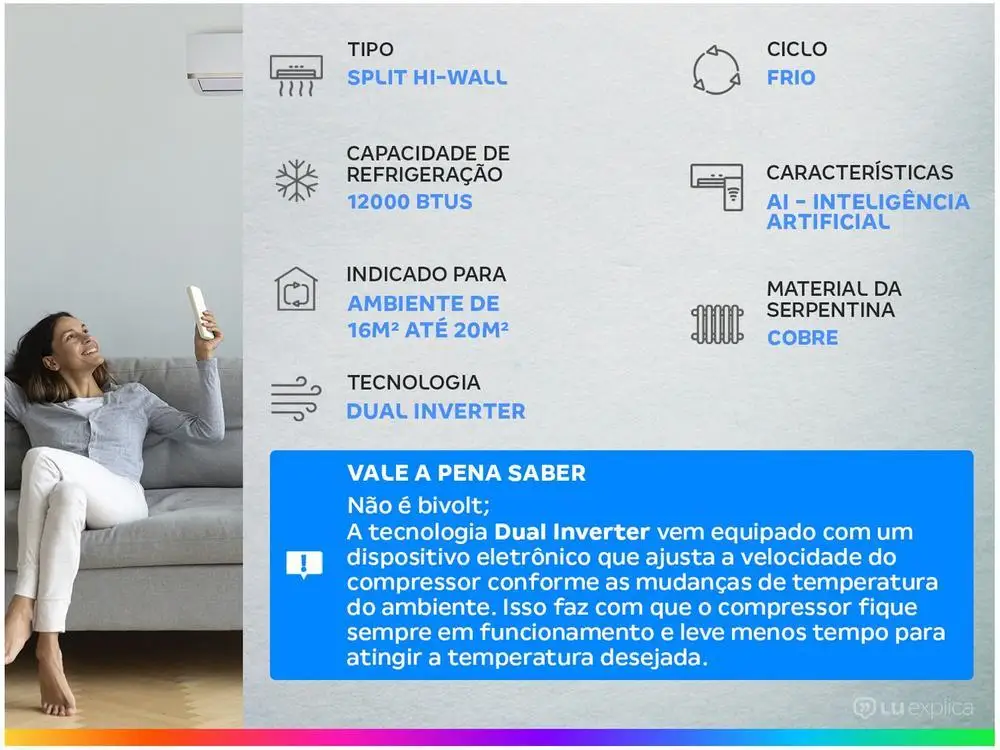 مكيف هواء مقسم Hi-Wall LG ، محول مزدوج ، مدمج + AI ، مدمج بارد ، من من من من من من من من نوع X