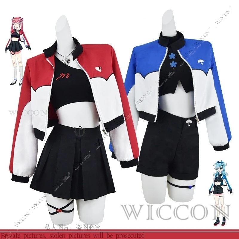 Houshou Marine Hololive Kobo Kanaeru Cosplay Costume Wig Blue Red Woman Man Adult Kid VTuber Halloween Daily Outfit Party