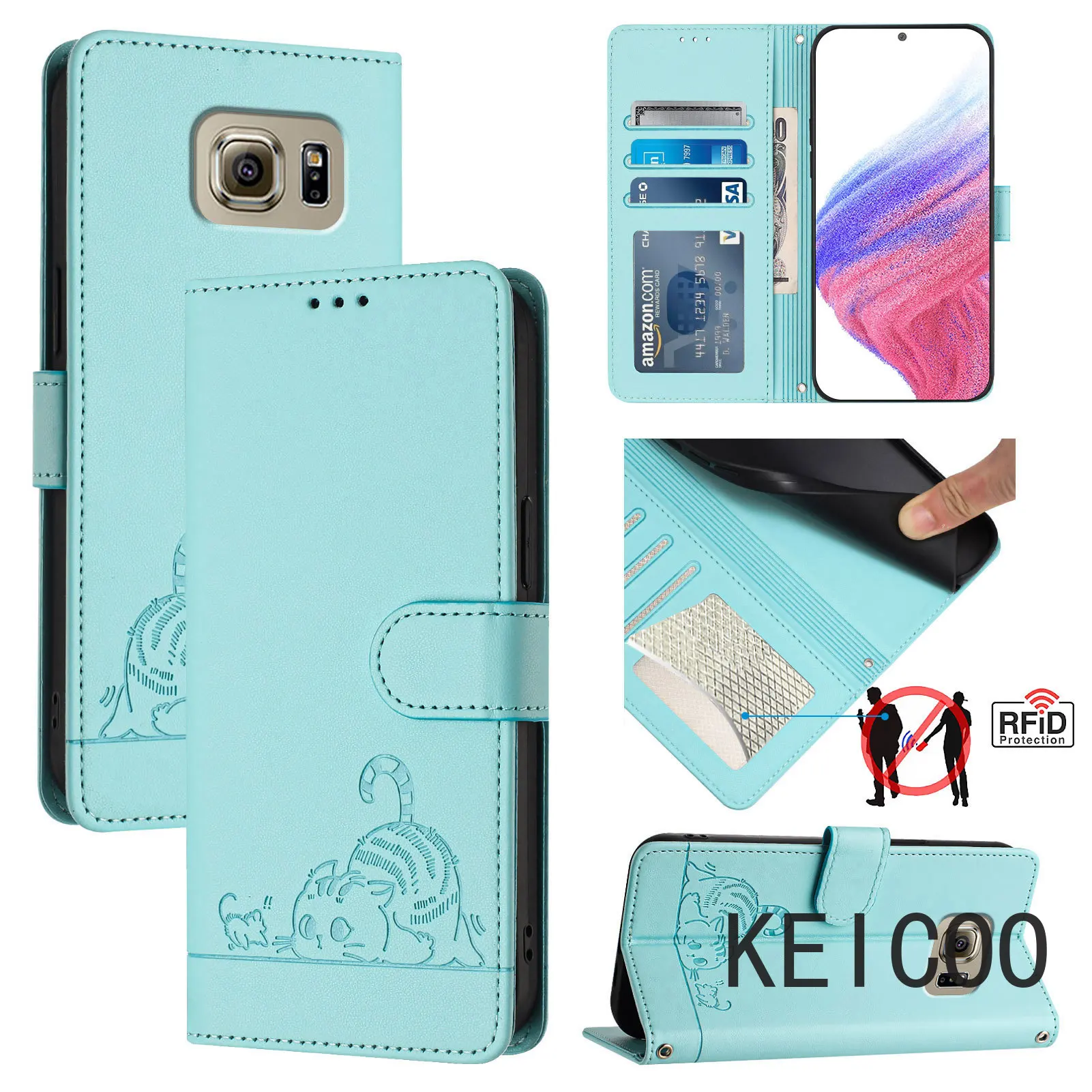 call convenient cover for Samsung Galaxy S6 S7 S8 S9 Edge Plus S9Plus Anti-Seismic Anti-Drop Shell Anti-fall Printed Kitten case