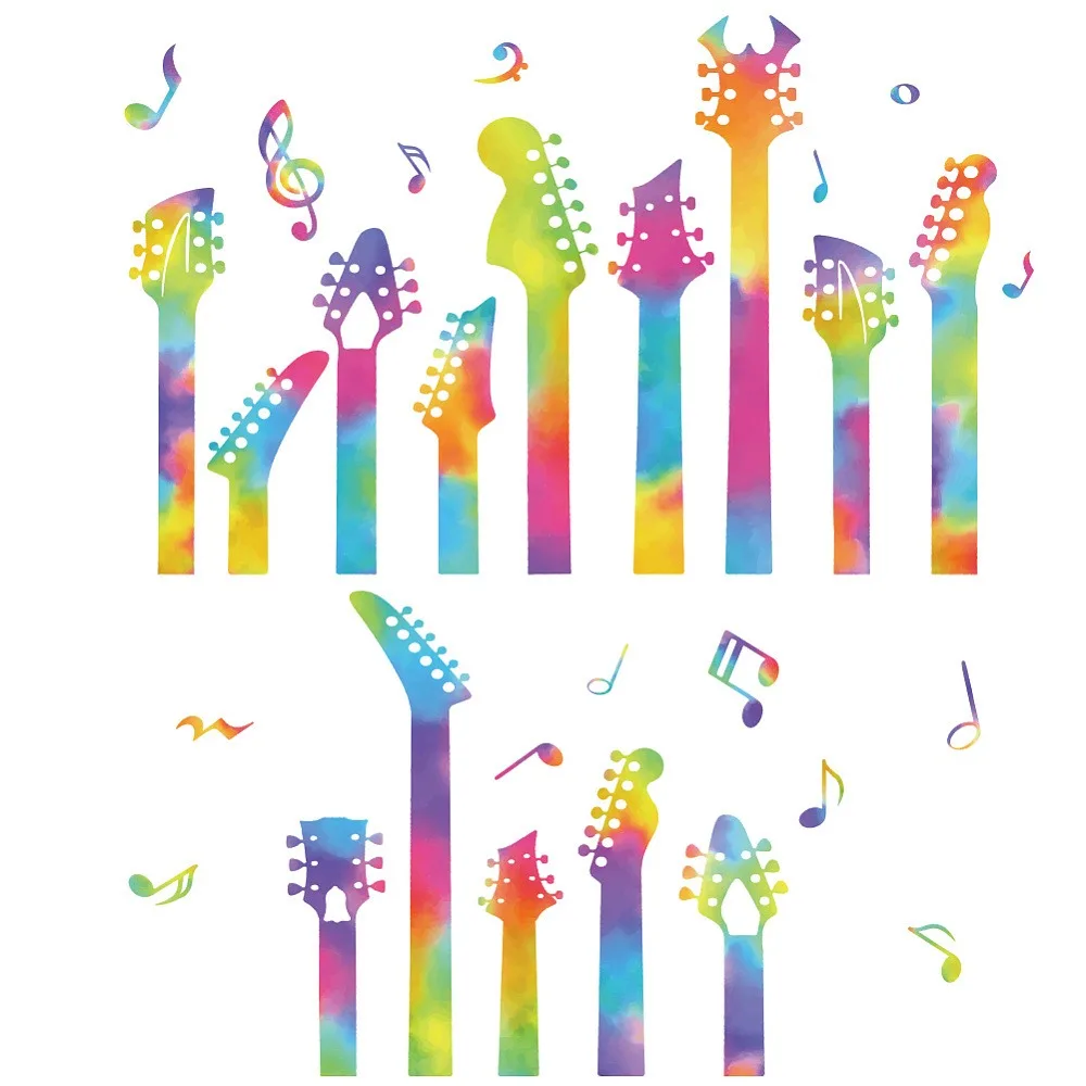 

1 комплект, полупрозрачные самоклеящиеся наклейки на стену из ПВХ, водонепроницаемые строительные наклейки для дома, гостиной, спальни, украшения стен, гитары