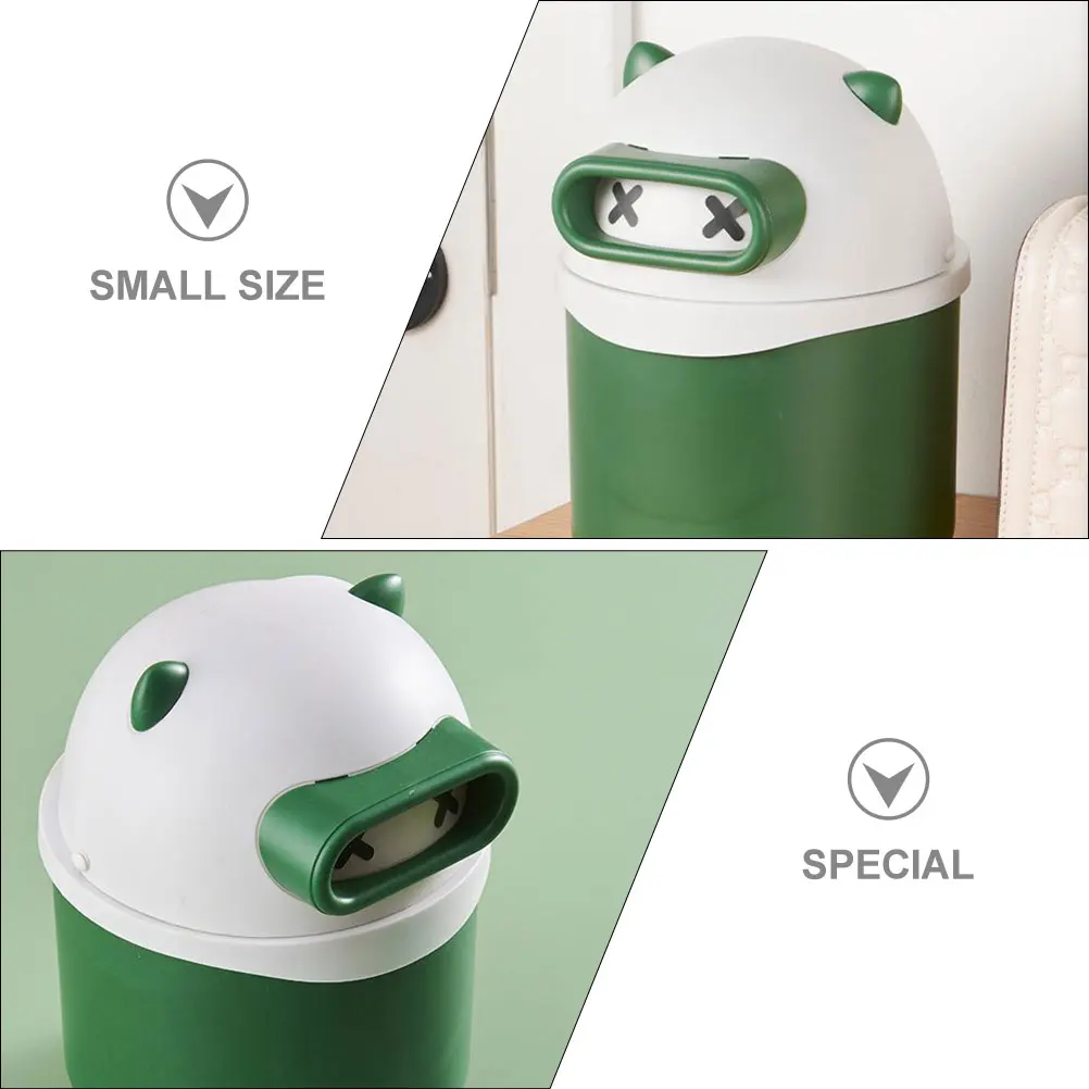

Mini Flip Lid Trash Can Round Plastic Waste Bin for Kitchen Desk Car Office Cute Design Garbage Holder Desktop Trash Can Lid