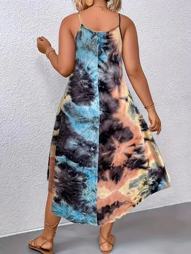 Imagen 2 del producto Elegante vestido sin mangas con cuello en V para mujer en 2025, con estampados abstractos y detalles en el pecho plisados - Ligero y máquina