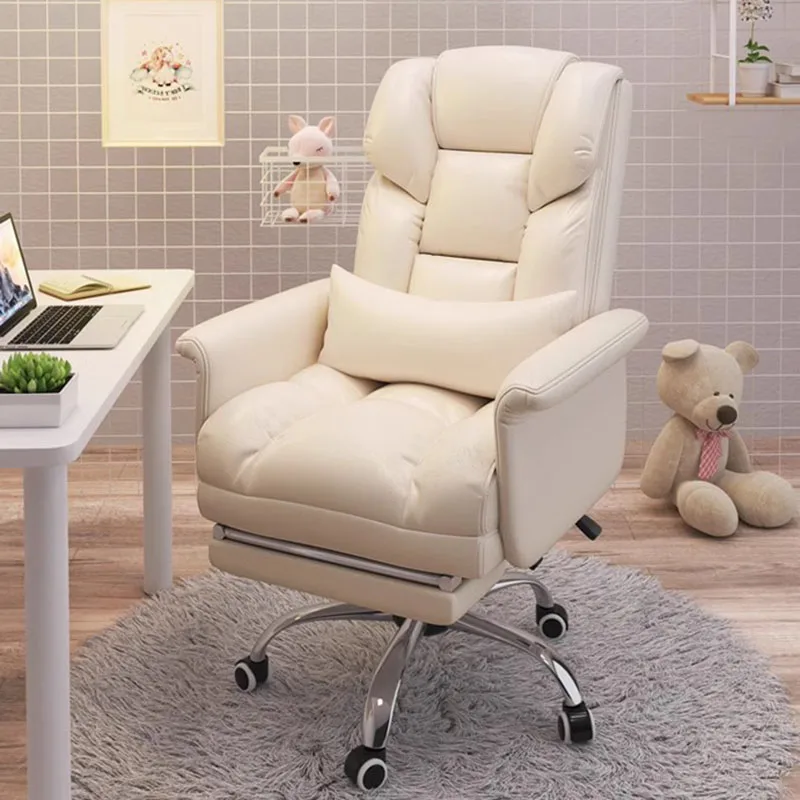 Accent White Chair Designer Massage Comfy Rolling Home Office Chair Comfortable Swivel Accent Chaise De Bureaux Salon Furniture