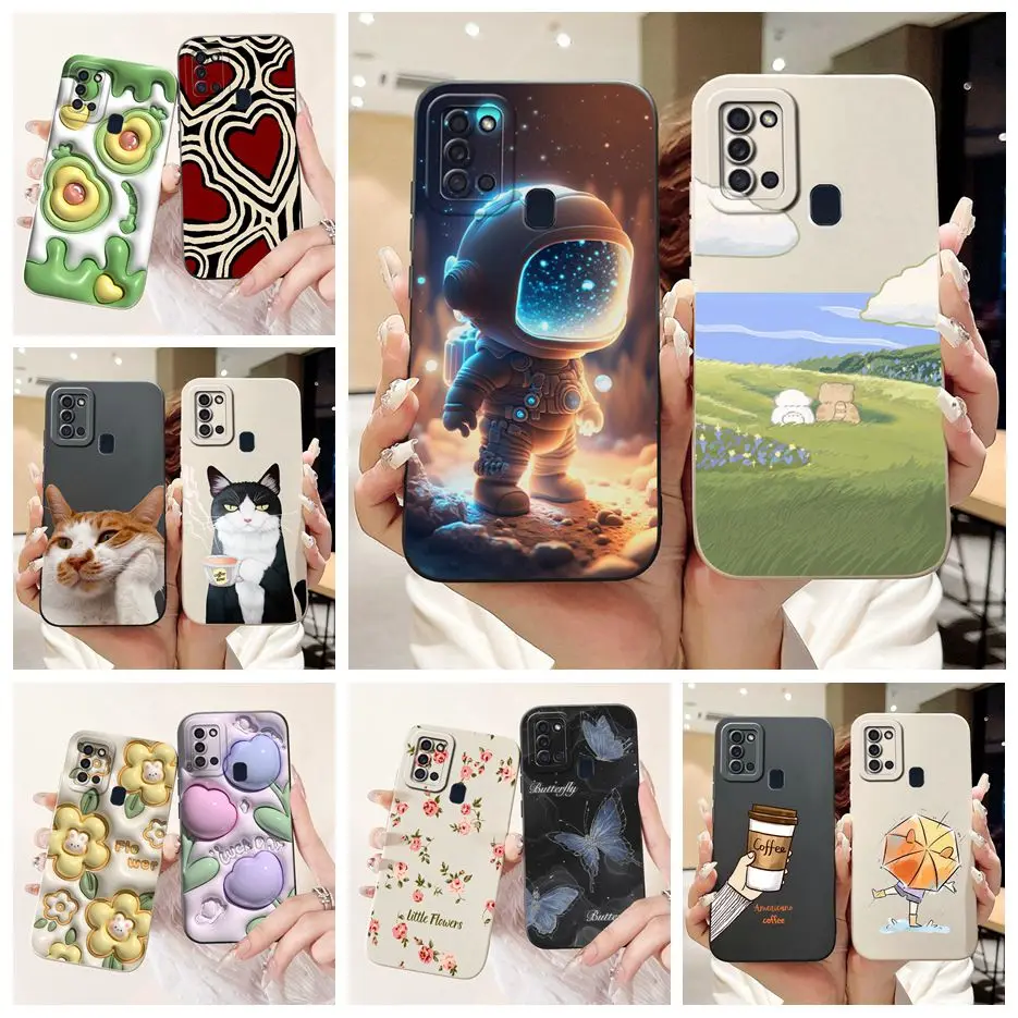 For Samsung Galaxy A21s Case SM-A217F Stylish Candy Painted Cover Soft Silicone Phone Case For Samsung A21s A 21 s Fundas Bumper