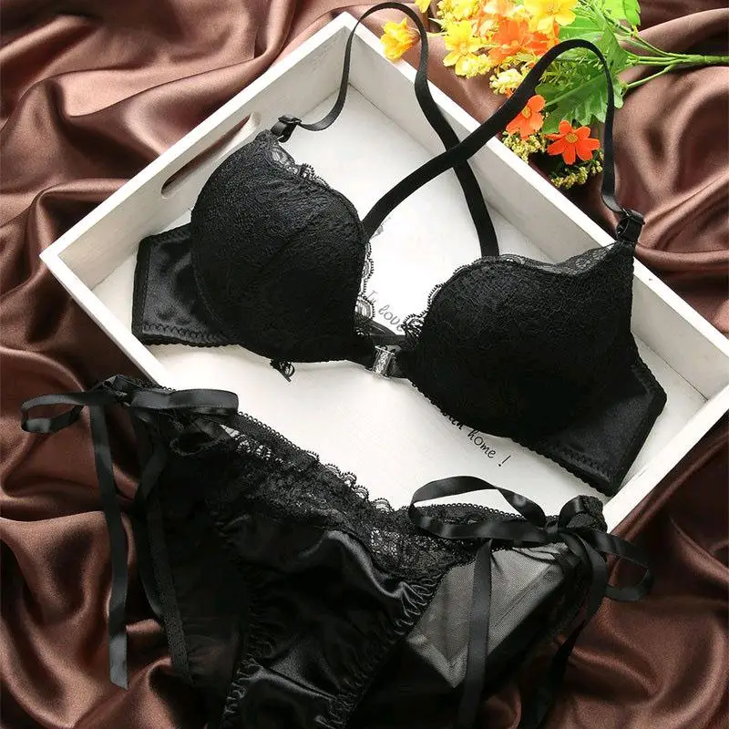 Sexy and seductive front button lingerie, lace beautiful back, bra set, autumn and winter new Japanese girl