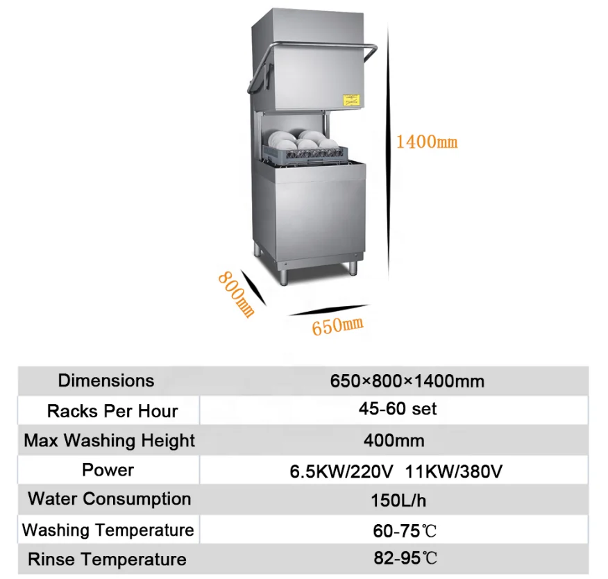 High-efficiency Hooded Dish Washing Machine Restaurant Kitchen Commercial Automatic Hood Type Dishwashers For Restaurant