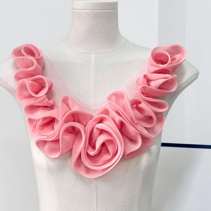 

Multiple Use Pleated Flower Patches For Enthusiasts To Decorate Bags And Clothing With Unique Designs Y08E