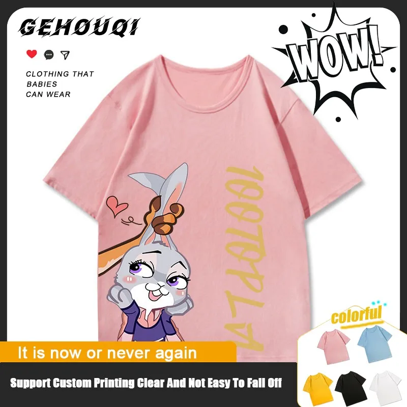 

Zootopia Co-branded Short-sleeved T-shirt Male Fall Judi Nick Anime Couple Dress Fall Disney Clothes