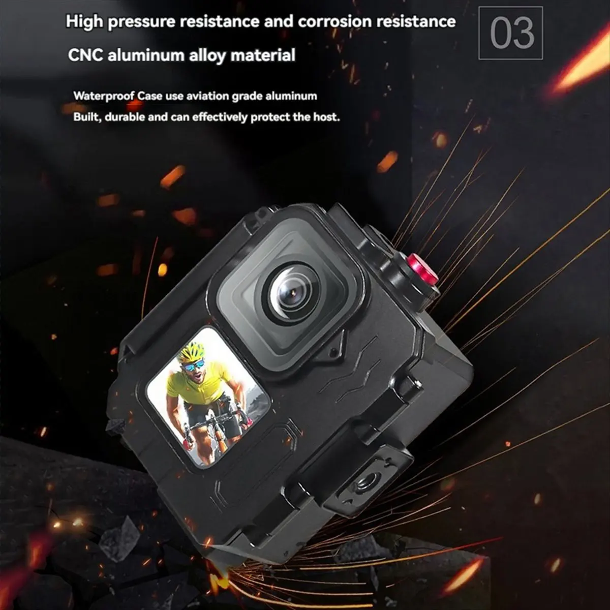 AT42 80M Waterproof Case for GoPro12/11/10 Action Camera Deep Diving Action Camera Protective Frame Case for A
