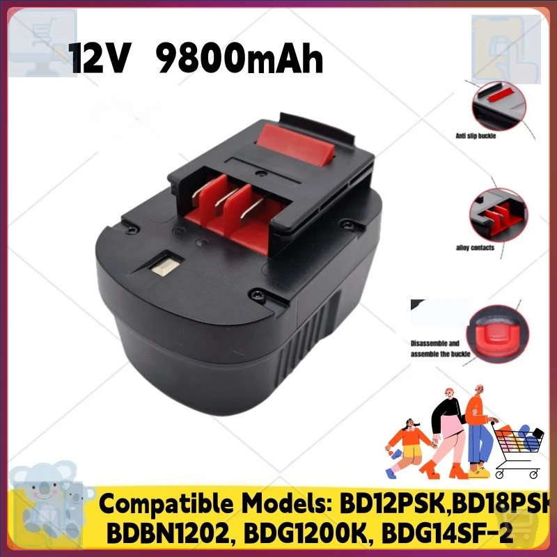 🌍 Batería de herramientas eléctricas Ni-MH para Firestorm, 12,0 V, 9800 mAh, modelos compatibles: BDBN1202, BDG1200K, BDG14SF-2 BD12PSK, BD18PSK ⚔