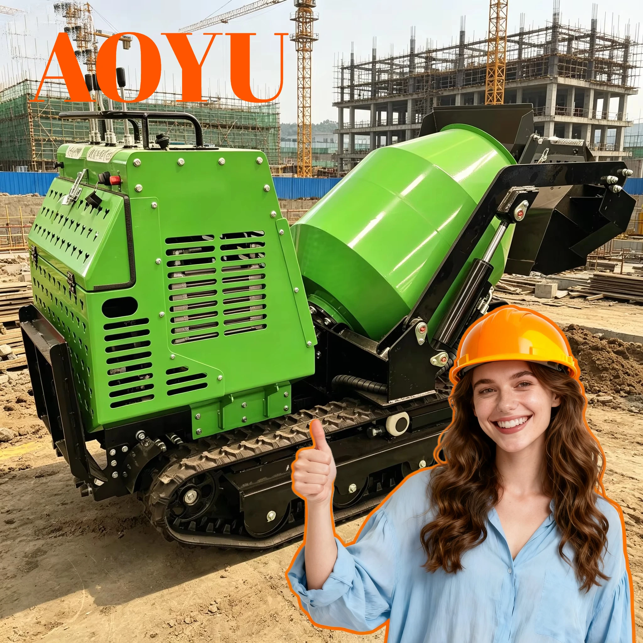 300L Crawler Self Loading Concrete Mixer Mini Tracked Self-feeding Transit Mixer for Construction Project