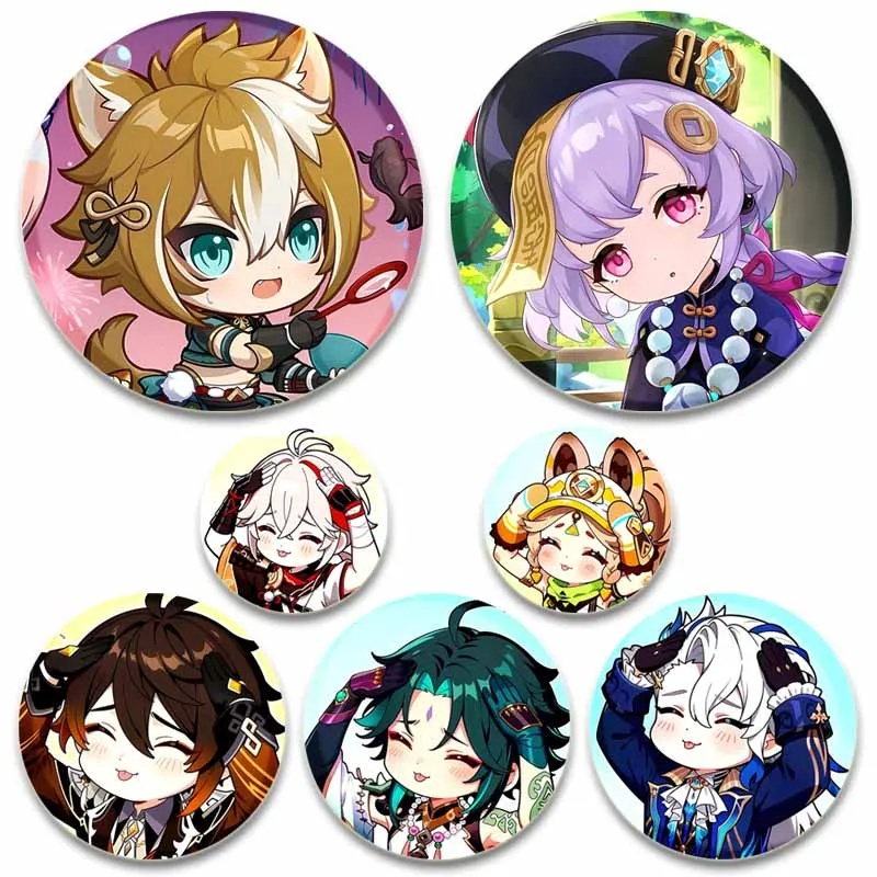 

Creative Genshin Impact Figure Brooch Cartoon Qiqi Arlecchino Icons Badges Funny Anime Pins for Backpack Accessories Toys Gifts