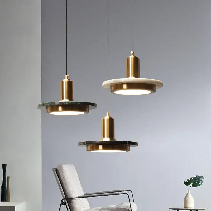 Nordic Modern Restaurant Pendant Light Lobby Hotel Home Decoration Luxurious Living Room Bedroom Glass Marble Chandelier