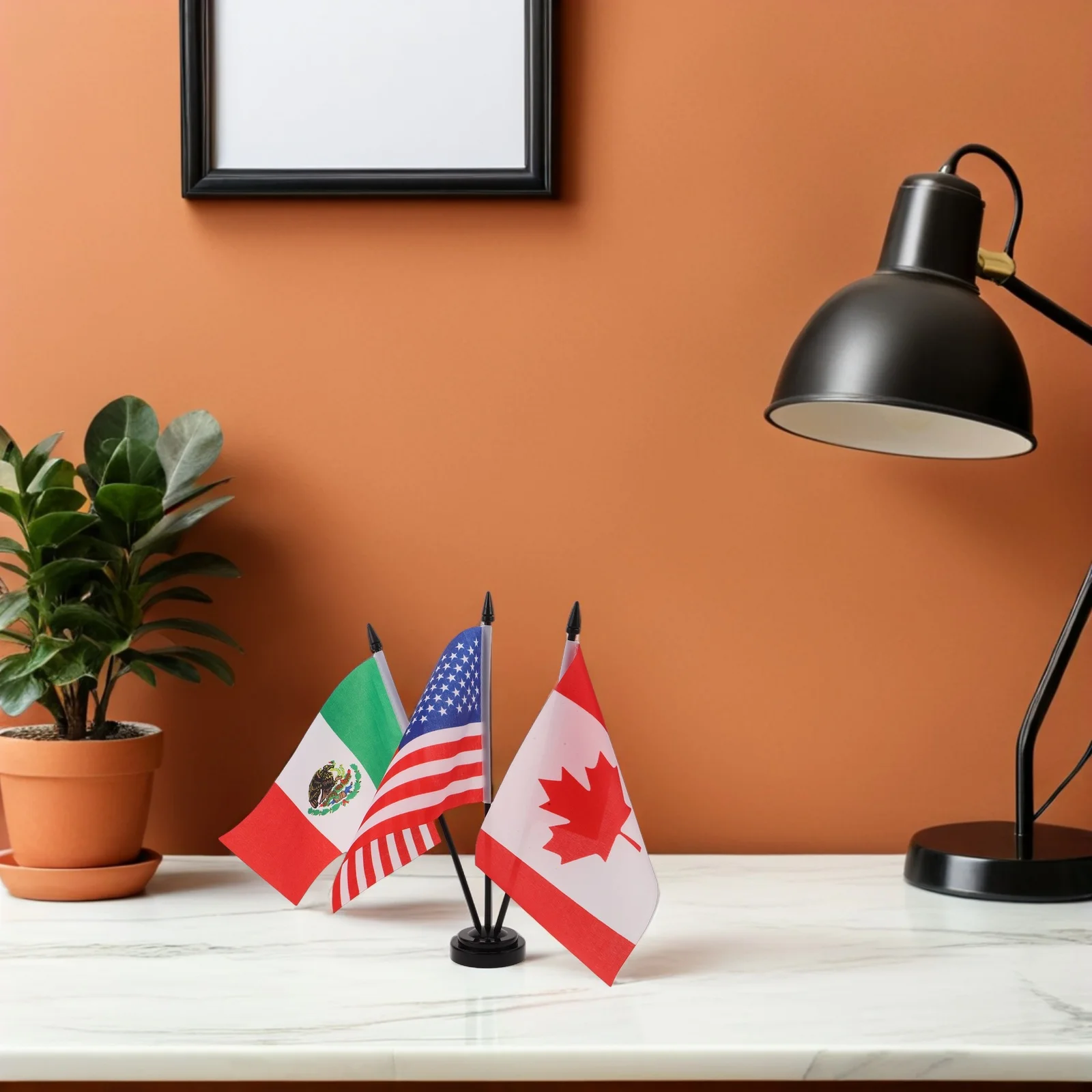 

2 set Miniature Table Flags Set Usa Canada Mexico Friendship Design For Office Conference Desk Decoration Small Desktop Flag