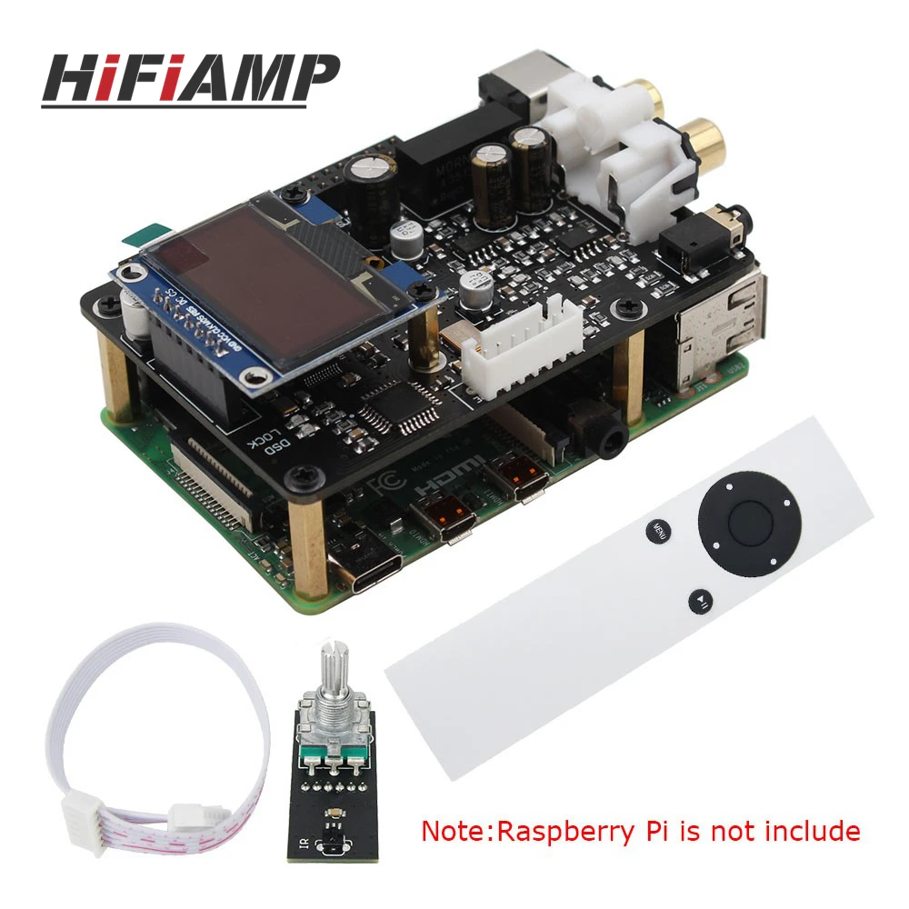 Ustars Audio R38h DAC Board Decoder With OLED Remote Control Kit IIS 768KHz DSD512 For Raspberry Pi
