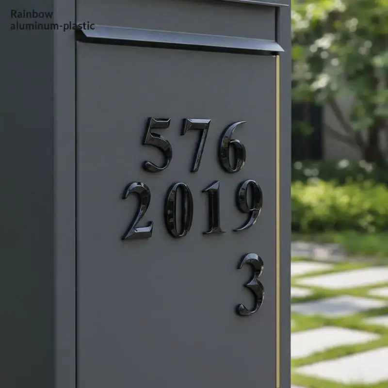 3D Waterproof Door Address Number Self Adhesive Plastic Digit Sign No Drill for Home Mailbox Villa Office Outdoor Use