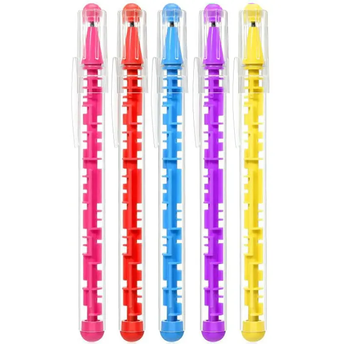 5Pcs Rainbow Coloured Ball Point Pen Maze Pen Balance Ball Maze Ball Puzzle Stress Relief Fidget Toys Kids Stress Relief Toys