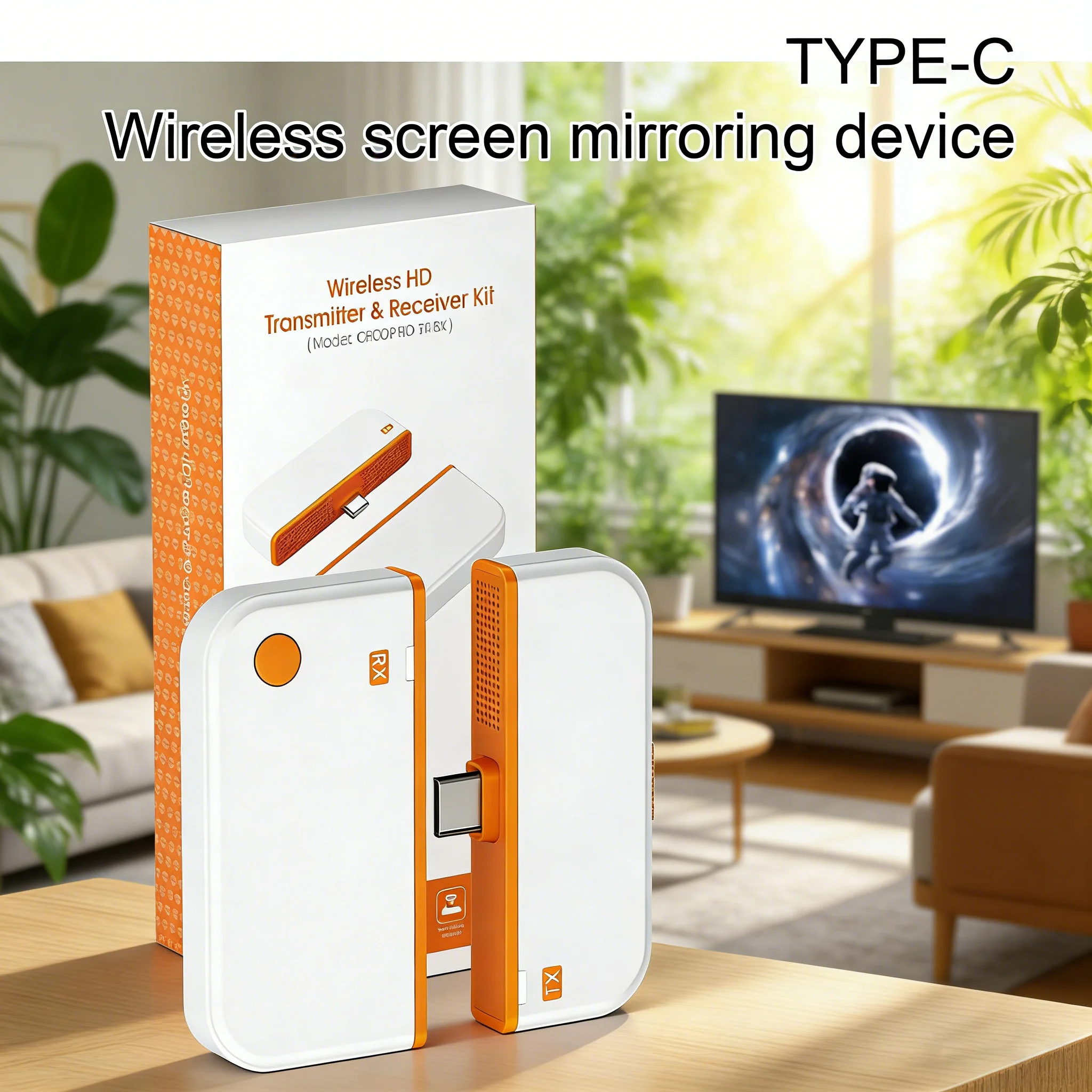 50M Type-C to HDMI Wireless Video Transmitter Receiver Extender TV Stick Dongle for PC Phone Laptop TV Monitor