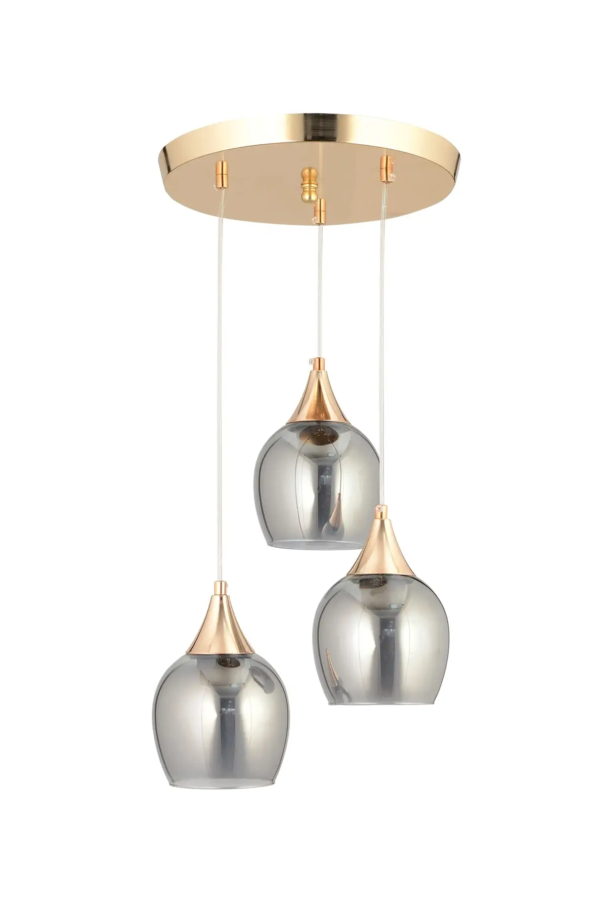 DOLBOVI Sante 3-piece Gold smoked glass Modern pendant chandelier