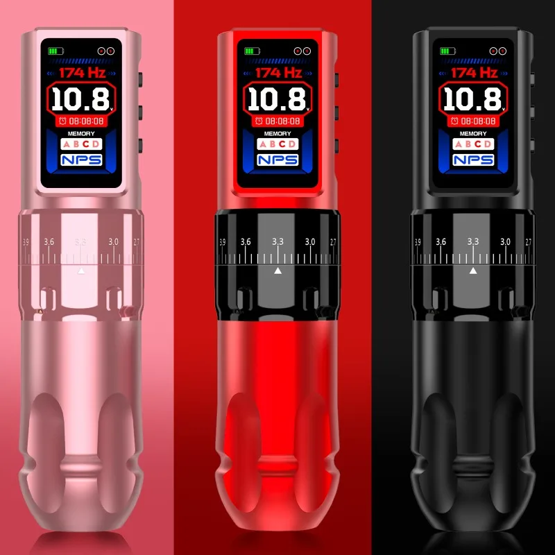 Adjustable Stroke Dual Battery Hollow Cup Motor Tattoo Pen Frequency Modulation Liner Shader Wireless Rechargeable Rotary