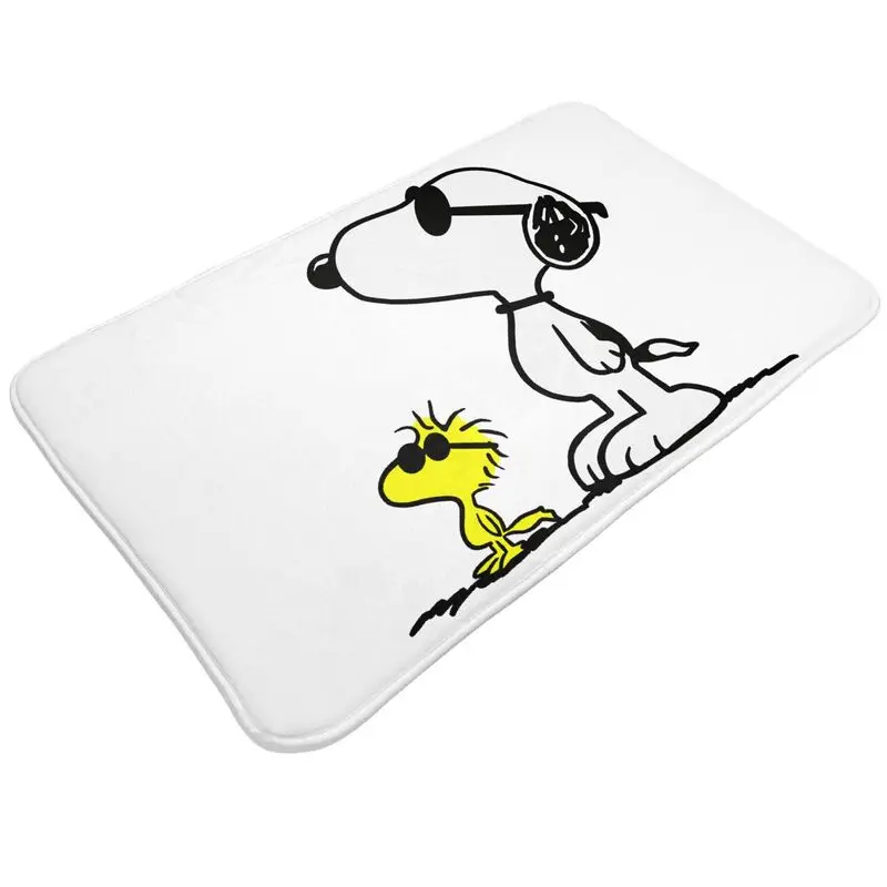 Custom Cartoon Snoopy Woodstock Animation Front Door Floor Entrance Mats Outdoor Kitchen Bathroom Doormat Balcony Carpet Rug