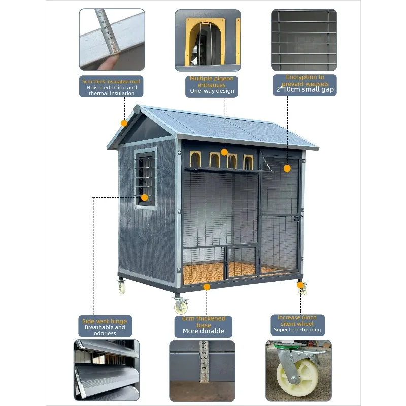 Galvanized iron pigeon cage, large outdoor dovecote, oversized pet cage, suitable for pigeons, one-way entrance, rust-proof