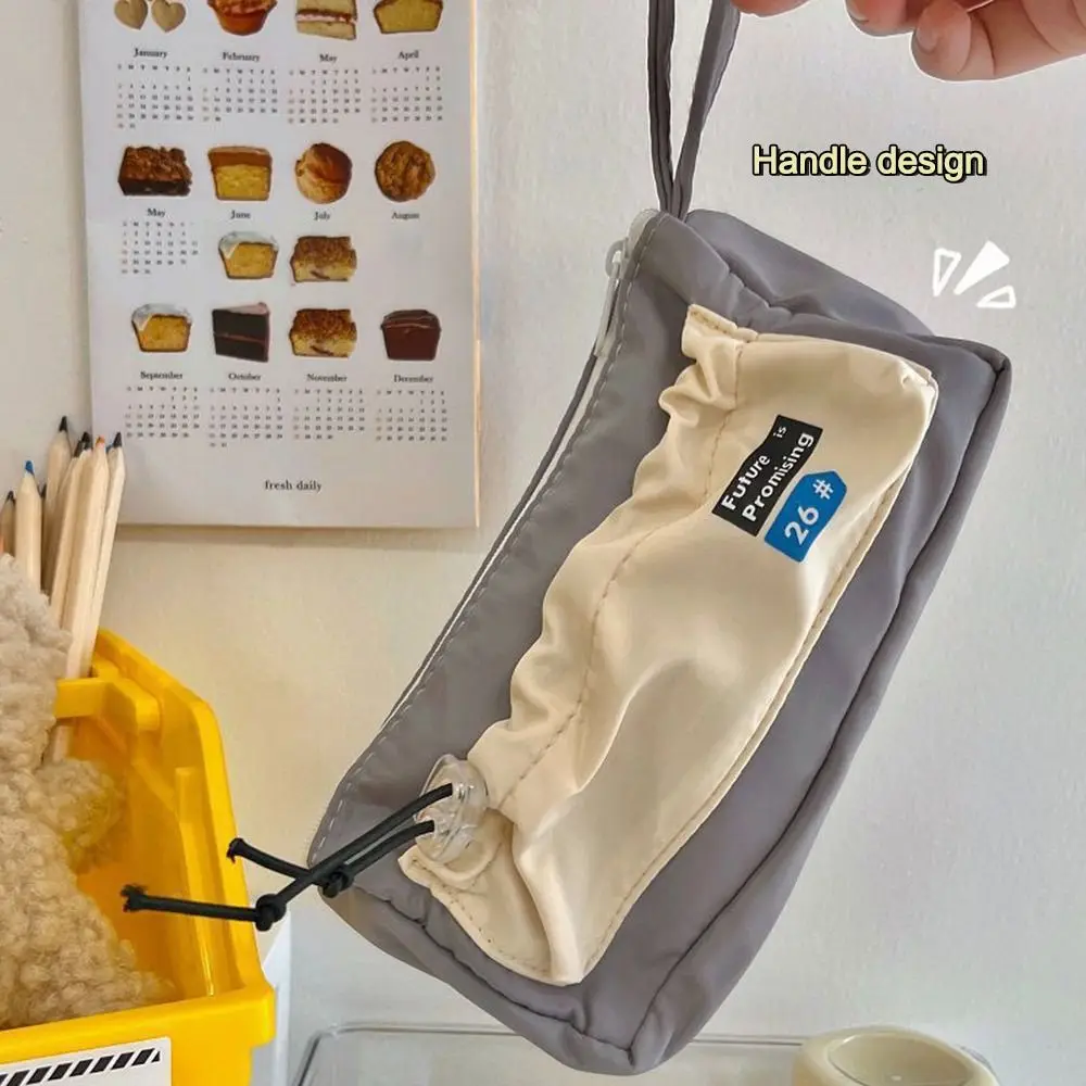 New Large Capacity Pencil Case Multi-layer Canvas Pen Bag with Handle Stationery Storage Pouch