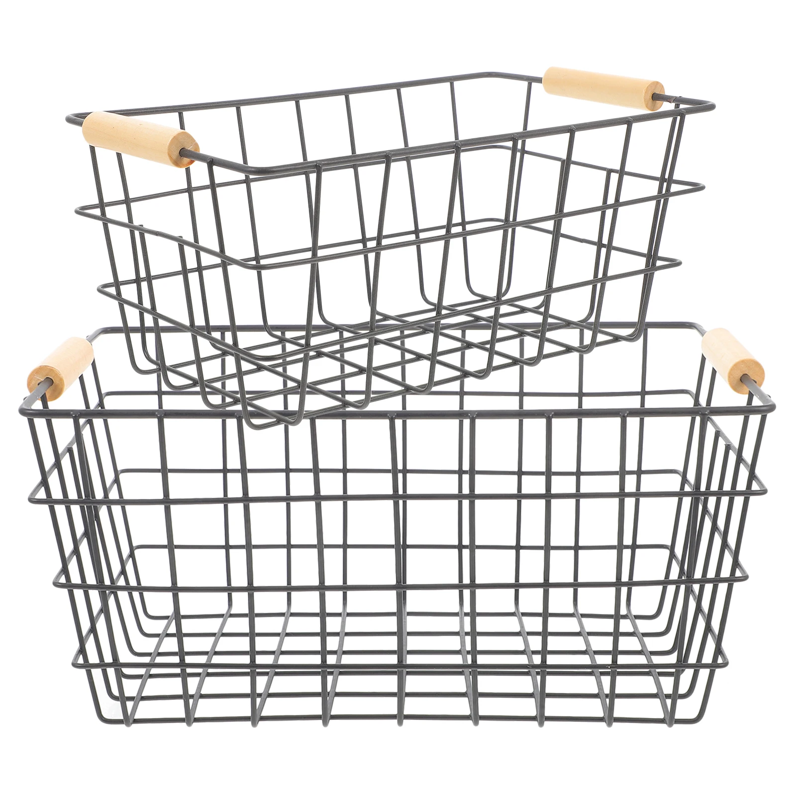 

2 Pcs The Wire Storage Basket Container Snacks Desktop Sundries Household Shopping
