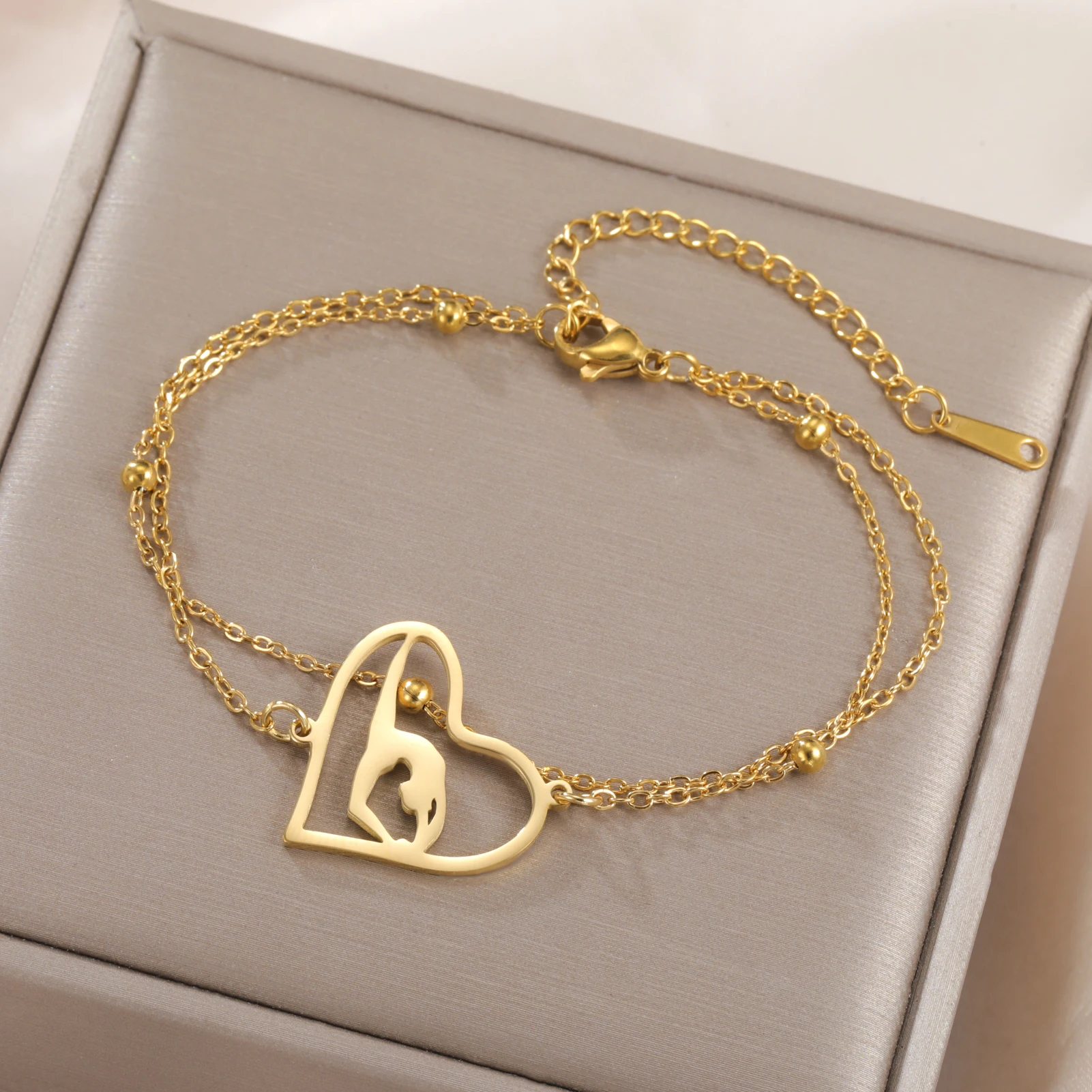 

Amaxer Heart Dancer Gymnast Sports Bracelet For Women Girls Stainless Steel Jewelry Gift Wholesale