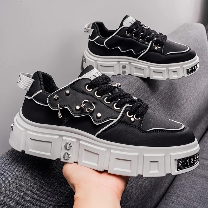 2026 Men's Thick Sole Height Increasing Casual Leather Shoes Fashionable Sports Footwear for Men