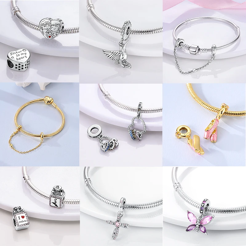925 Sterling Silber Charm-Perlen Schmetterling Kleeblatt Glücksbringer Katze Böser Blick Delfin Reise-Charms für DIY Armband Halskette Damengeschenk – Detail 6