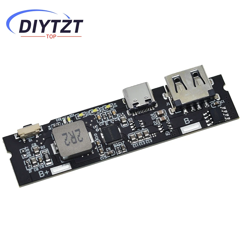 DIYTZT QC3.0 QC2.0 Dual USB 18W Type-C USB SW6106PD شحن سريع باور بانك متنقل 18650 وحدة شحن مع مؤشر