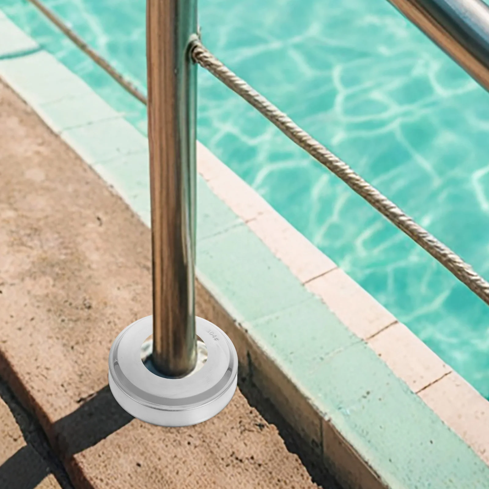 

2 Pcs Handrail Decorative Covers Stainless Steel Pool Ladder Escutcheons Plate Rubber End Caps Flange Mount Replacement Parts