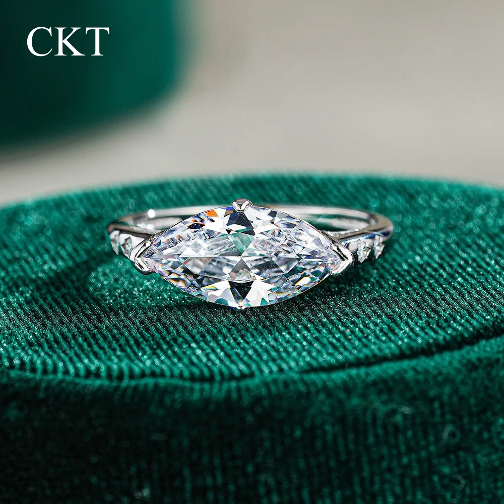 

CKT GRA Certified 3CT Marquise Cut Moissanite Ring Platinum Pt950 for Women Lab Diamond Engagement Band Gift Fine Jewelry