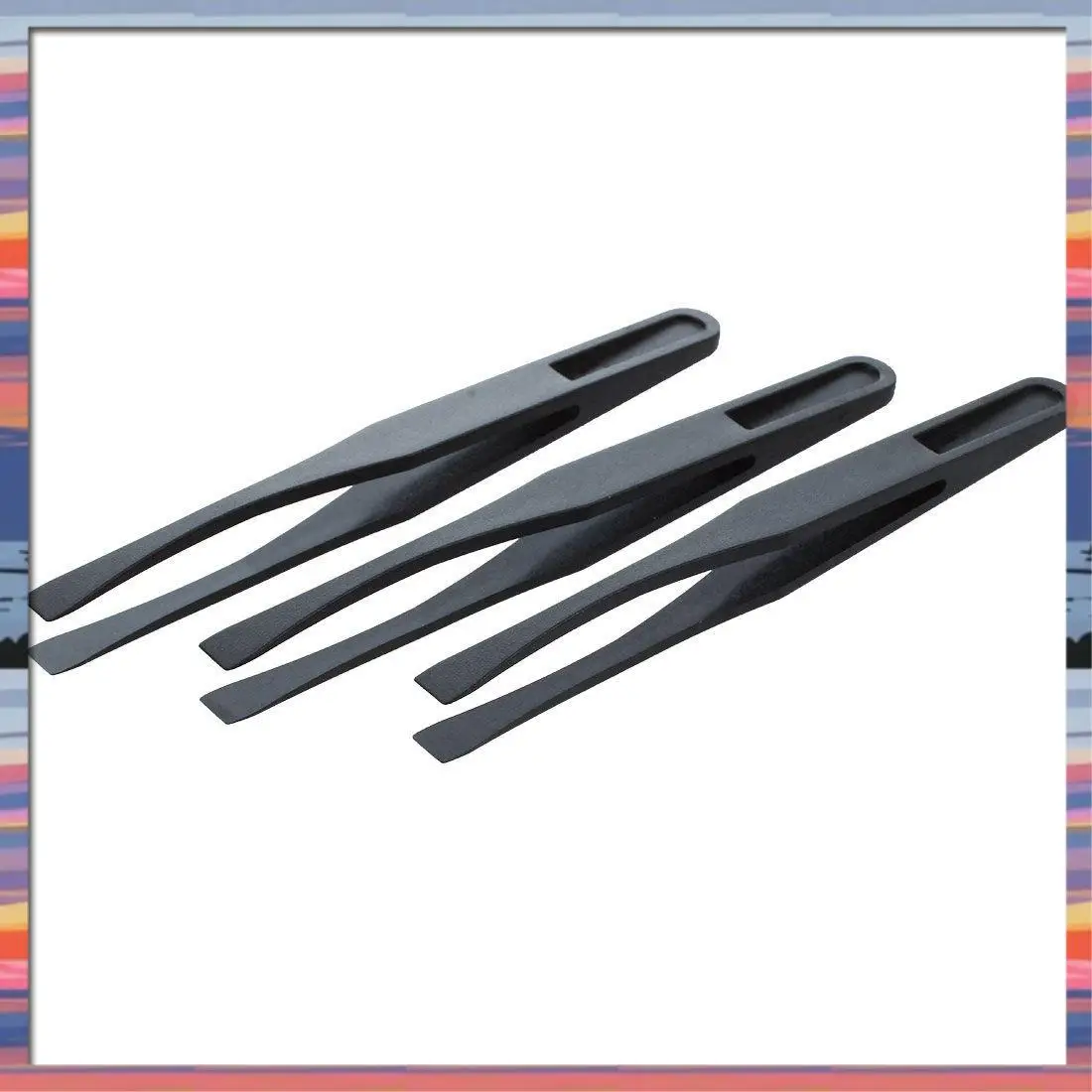 

AFBC 4 Pcs Tweezers: 3 Pcs 115Mm Long Flat Tip Black Tweezers & 1 Pcs Manual Tool Plastic Flat Tip Anti-Static Tweezers