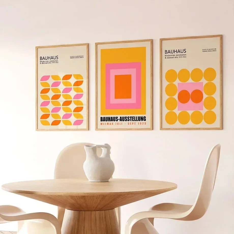 Bauhaus 1923 Exhibition Abstract Modern Geometry Gallery Canvas Painting Posters and Prints Wall Art For Living Room Decoration