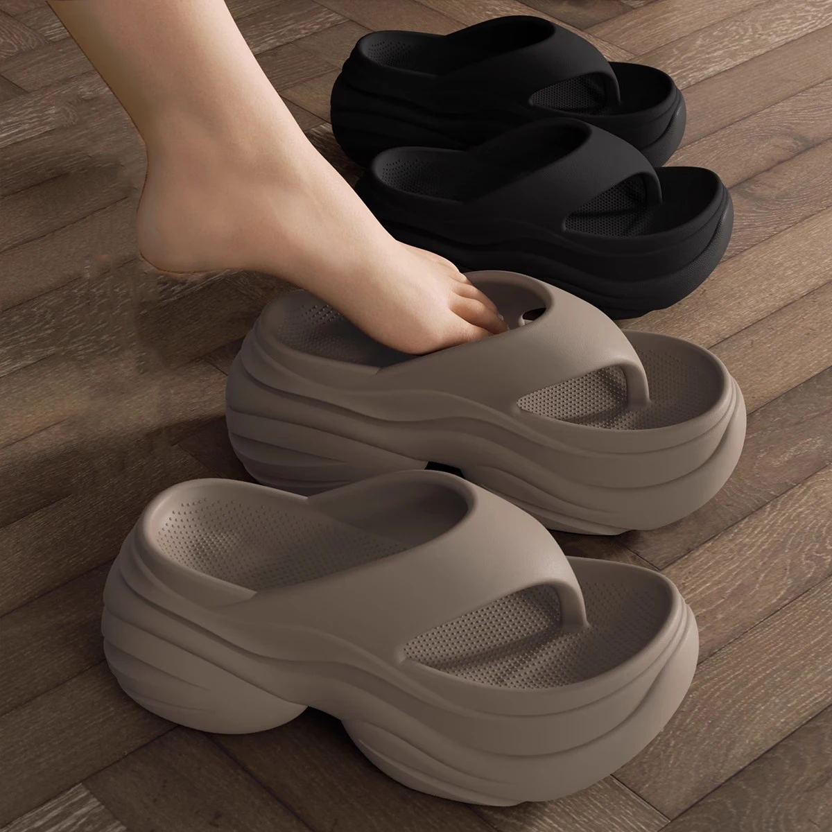 Chanclas con plataforma y Clip para mujer, zapatillas EVA ligeras de suela suave para verano, zapatos de playa antideslizantes de suela gruesa