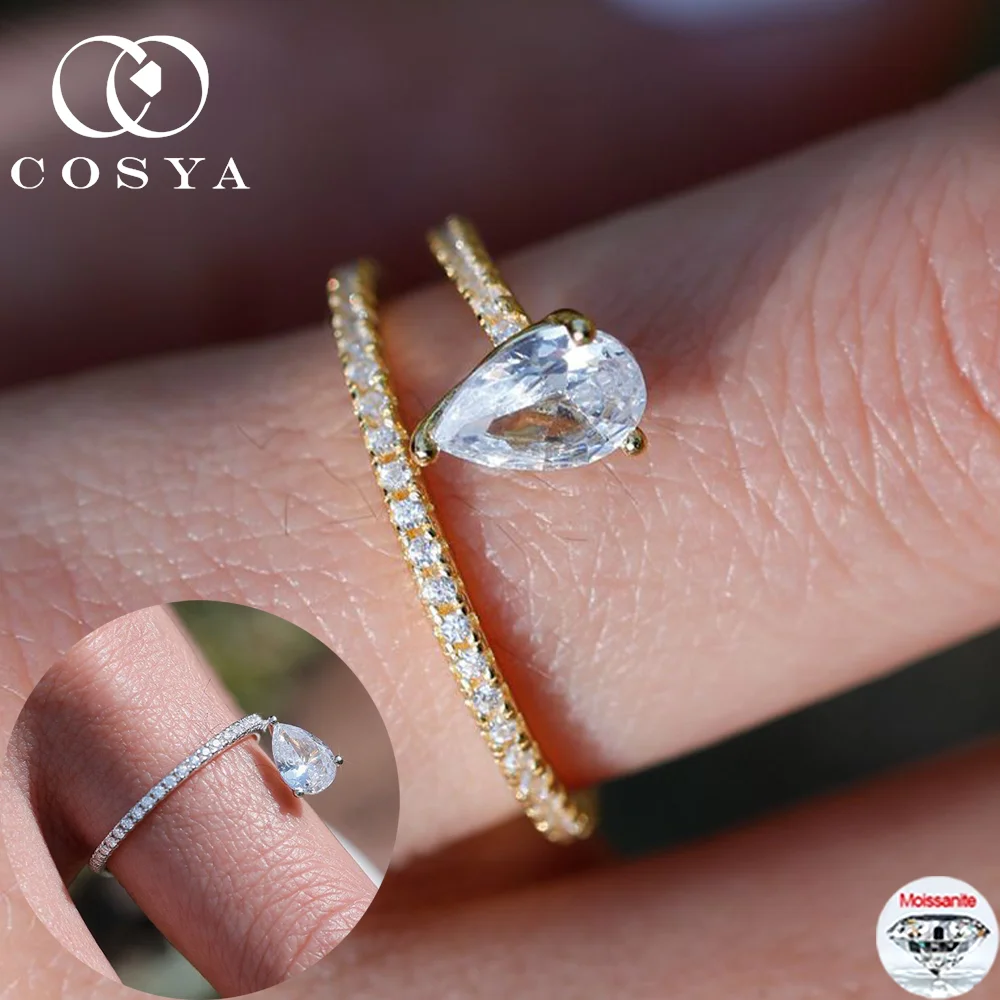 

COSYA 5*7MM Pear Cut Moissanite Ring For Women Men S925 Silver 18K Gold Lab Diamond Waterdrop Wrapped Ring Party Fine Jewelry