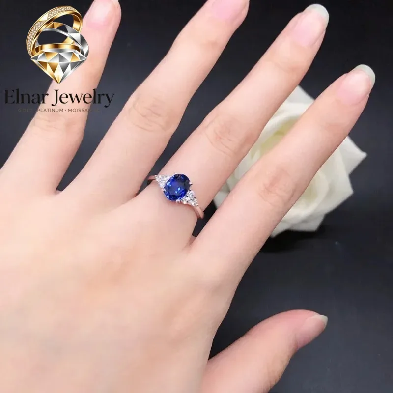 

Elnar Jewelry Luxury Solid Platinum PT950 Sapphire Four Claw Egg Ring Women Shaped Diamond Ring