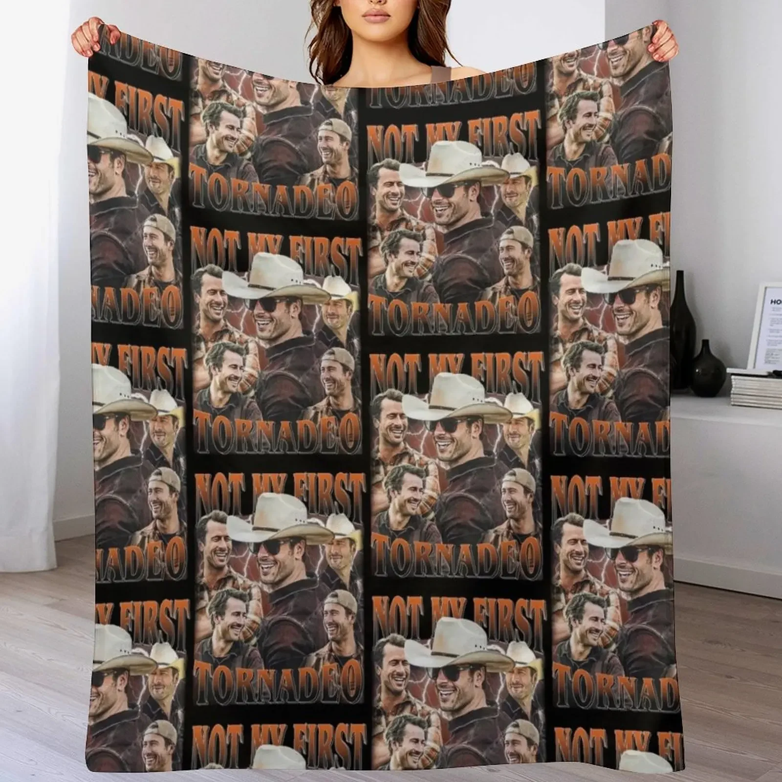

Retro Not My First Tornadeo Glen Powell Throw Blanket Warm Throw Blanket Gift for Anniversary