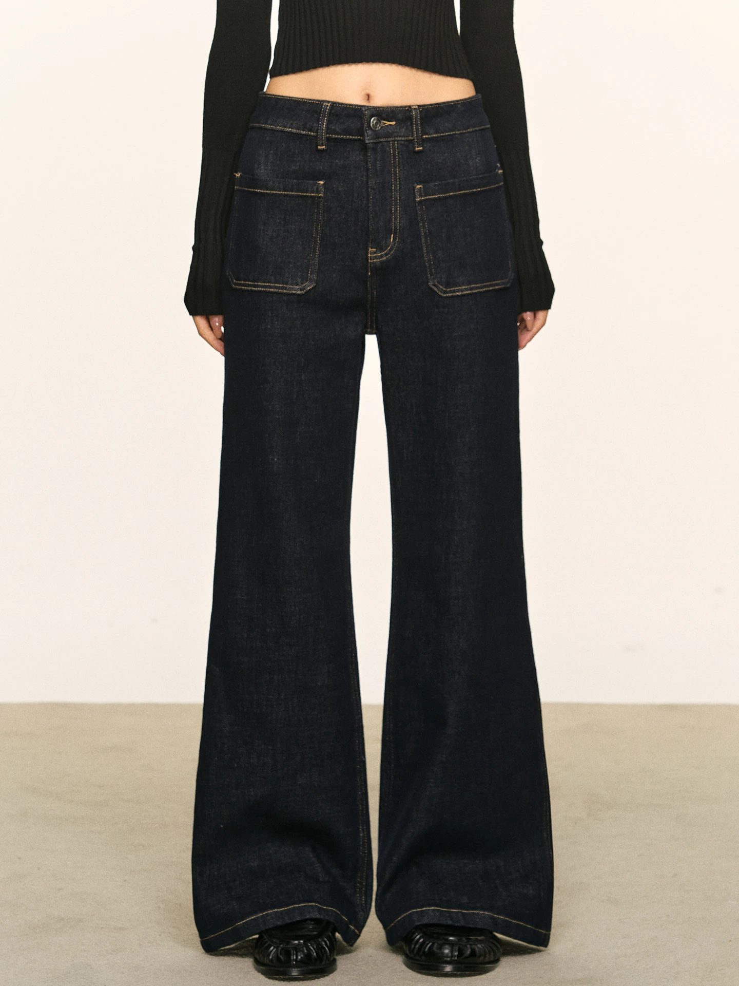 

Anna Aneae, прямые джинсы со средней заниженной талией, женские весенне-осенние винтажные синие широкие брюки длиной до пола, длинные брюки