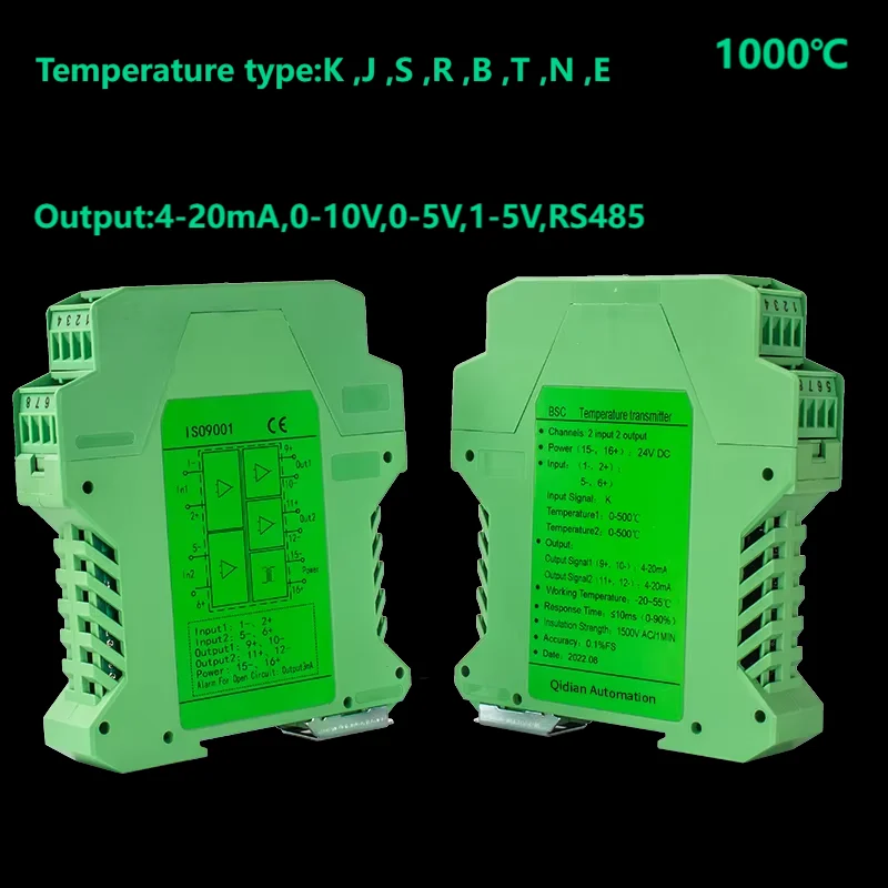 0-1000 ℃   K type Thermokoppel Temperatuur Zender Temperatuur Signaal Converter 4-20mA 0-10V 0-5V Uitgang transducer Sensor