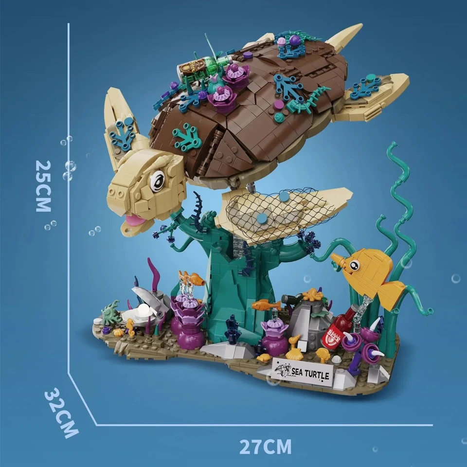 DK6030 MOC الميكانيكية السلاحف البحرية 1271 قطعة اللبنات مجموعة المرجان الأسماك نموذج مثالية الجذعية التجمع لعبة للأطفال هدية عيد ميلاد