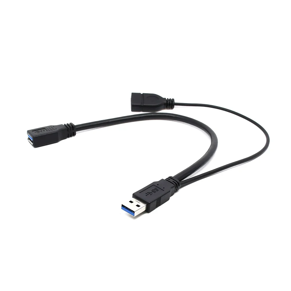 USB3.0 Male to female data cable with extra usb2.0 female power cable for hard disk