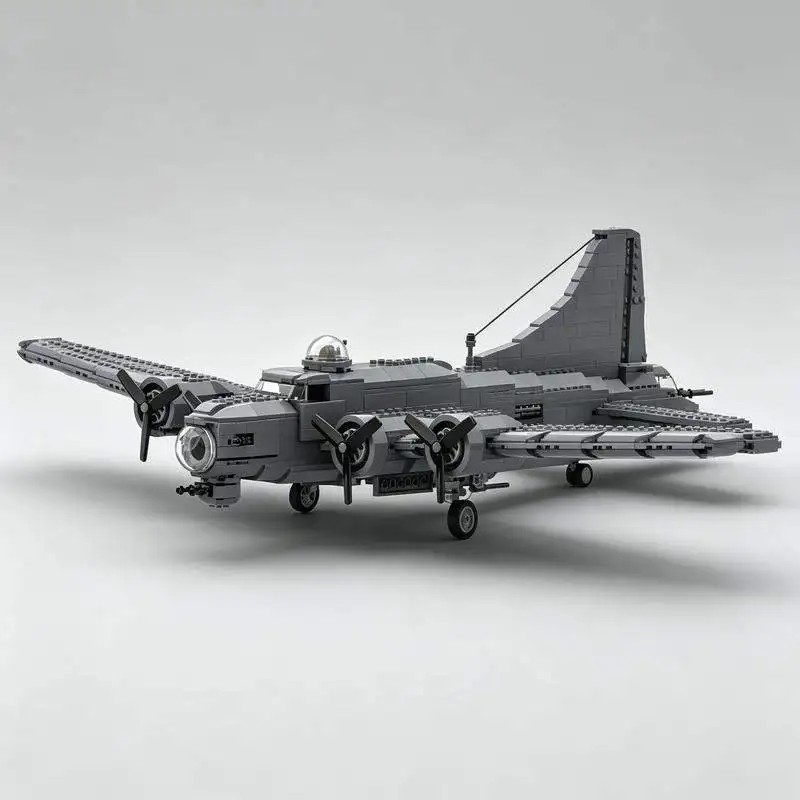 1604PCS MOC Vintage Four Engine Aircraft Model Custom Puzzle Architecture Propeller Plane DIY Assembly Building Blocks Gift