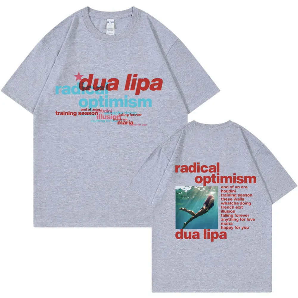 Dua Lipa kaus katun longgar kasual pria wanita, t-shirt gaya Hip Hop lengan pendek modis tur 2024