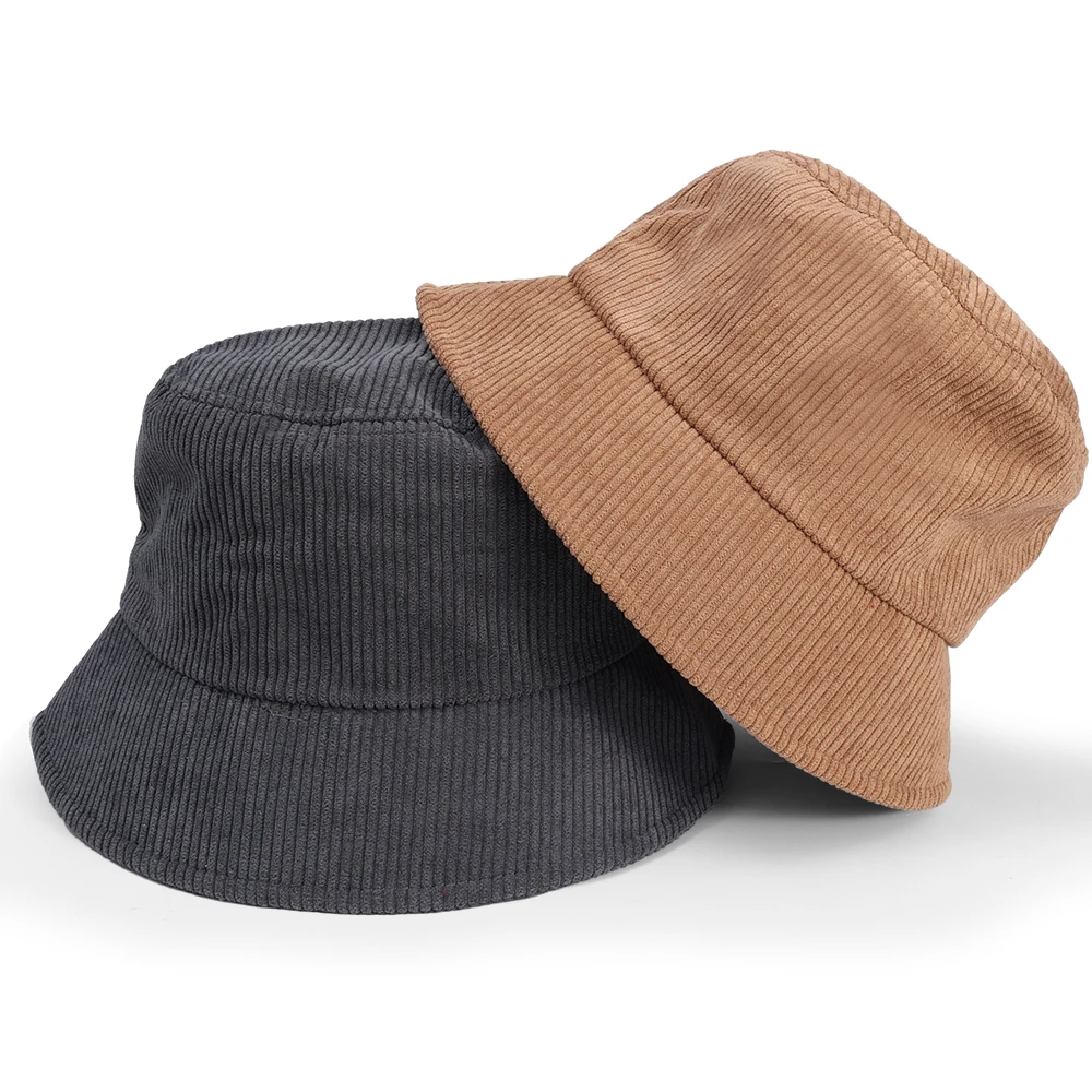 Bucket Hat Women Men Corduroy Fisherman Hats designer Retro Fashion Autumn Winter Hat Flat Bottom Bob Gorros Hip Hop Panama caps