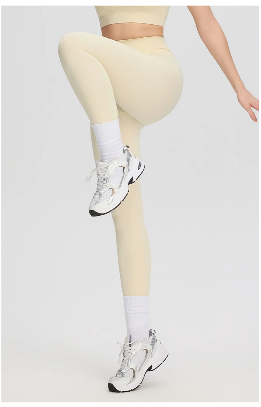 2-teiliges Damen-Yoga-Set mit dünnen Trägern, Sport-BH, hochtaillierten, eng anliegenden Leggings, einfarbig, weich, dehnbar, Fitness, Gym, Pilates, Activewear-Outfit – Detail 11