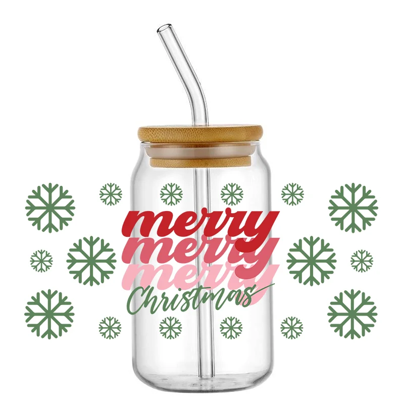 Multi New Designs Christmas UV DTF Wraps Transfer Pegatinas 3D Stickers for Glass Cup